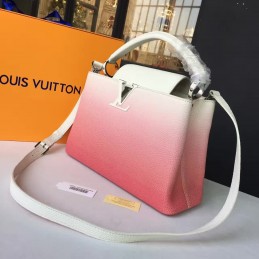 Replica Louis Vuitton White Pink Ombre Capucines PM