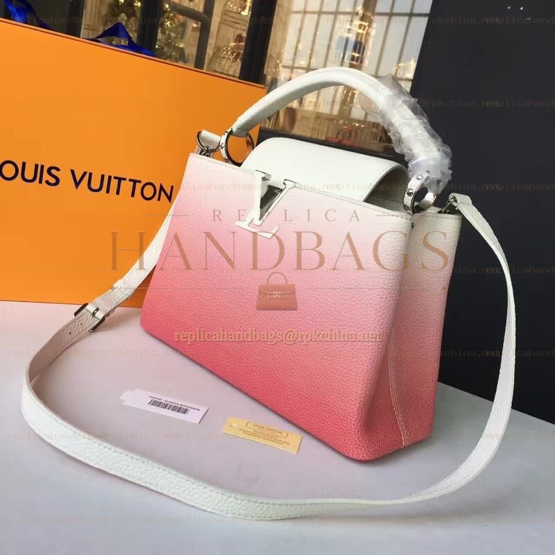 Replica Louis Vuitton White Pink Ombre Capucines PM