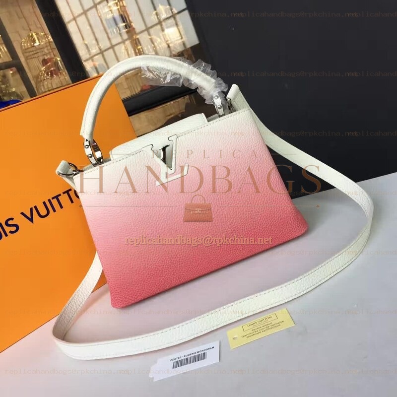 Replica Louis Vuitton White Pink Ombre Capucines BB