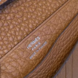 Replica Hermes Taupe Bearn Compact Wallet Silver H Hardware