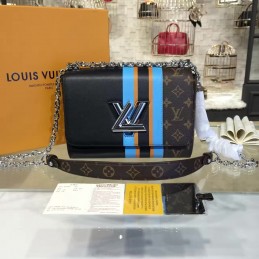 Replica Louis Vuitton Black Brown Monogram Stripe Twist MM