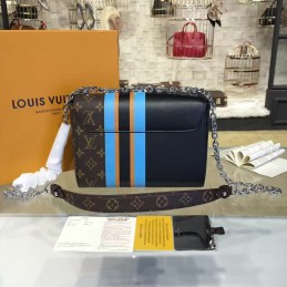 Replica Louis Vuitton Black Brown Monogram Stripe Twist MM