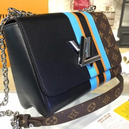 Replica Louis Vuitton Black Brown Monogram Stripe Twist MM