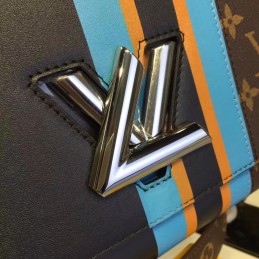 Replica Louis Vuitton Black Brown Monogram Stripe Twist MM