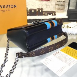 Replica Louis Vuitton Black Brown Monogram Stripe Twist MM