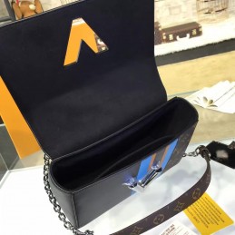 Replica Louis Vuitton Black Brown Monogram Stripe Twist MM