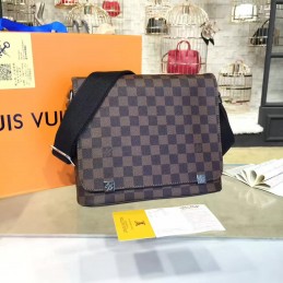Replica Louis Vuitton Brown Damier Ebene Black Trim District PM