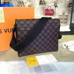 Replica Louis Vuitton Brown Damier Ebene Black Trim District PM