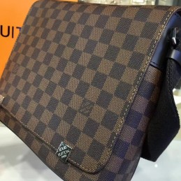 Replica Louis Vuitton Brown Damier Ebene Black Trim District PM