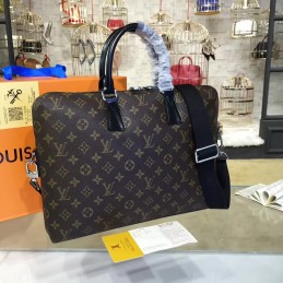 Replica Louis Vuitton Brown Monogram Black Trim Porte Documents Jour PM