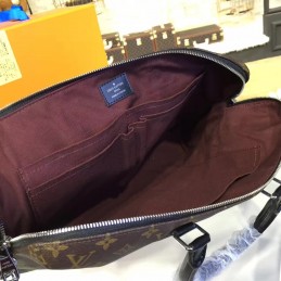 Replica Louis Vuitton Brown Monogram Black Trim Porte Documents Jour PM