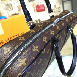 Replica Louis Vuitton Brown Monogram Navy Blue Trim Porte Documents Voyage