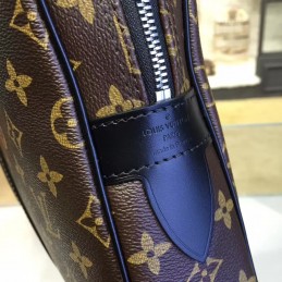 Replica Louis Vuitton Brown Monogram Navy Blue Trim Porte Documents Voyage