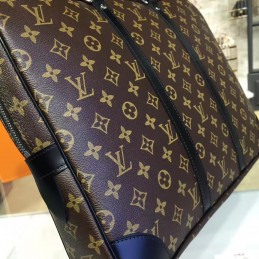 Replica Louis Vuitton Brown Monogram Navy Blue Trim Porte Documents Voyage