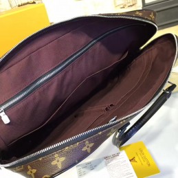Replica Louis Vuitton Brown Monogram Navy Blue Trim Porte Documents Voyage