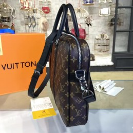 Replica Louis Vuitton Brown Monogram Black Trim Porte Documents Voyage