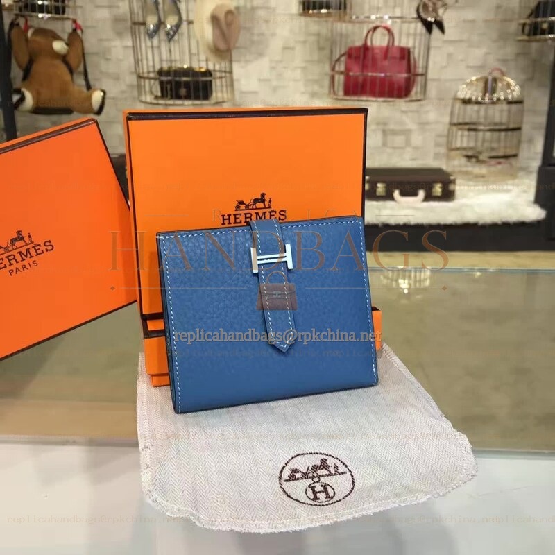 Replica Hermes Blue Bearn Compact Wallet