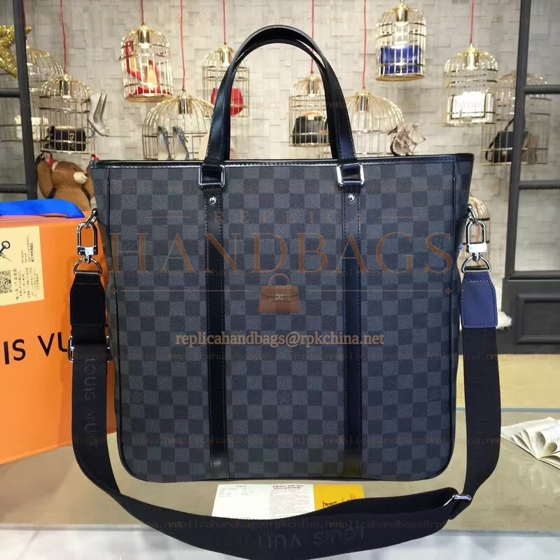 Replica Louis Vuitton Black Damier Graphite Tadao Tote