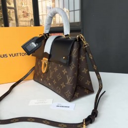 Replica Louis Vuitton Brown Monogram Black Structured One Handle Bag