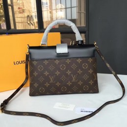 Replica Louis Vuitton Brown Monogram Black Structured One Handle Bag