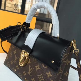 Replica Louis Vuitton Brown Monogram Black Structured One Handle Bag