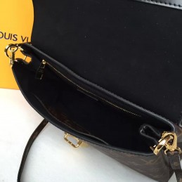 Replica Louis Vuitton Brown Monogram Black Structured One Handle Bag