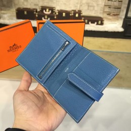 Replica Hermes Blue Bearn Compact Wallet