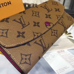 Replica Louis Vuitton Tan Monogram Burgundy Interior Emilie Wallet