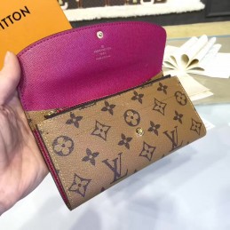 Replica Louis Vuitton Tan Monogram Burgundy Interior Emilie Wallet