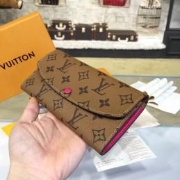 Replica Louis Vuitton Tan Monogram Fuchsia Interior Emilie Wallet