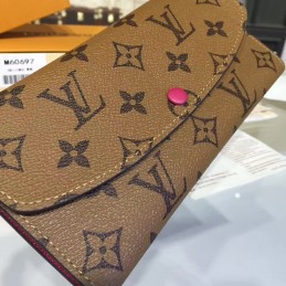 Replica Louis Vuitton Tan Monogram Fuchsia Interior Emilie Wallet