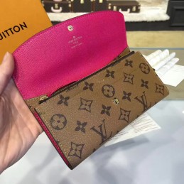 Replica Louis Vuitton Tan Monogram Fuchsia Interior Emilie Wallet