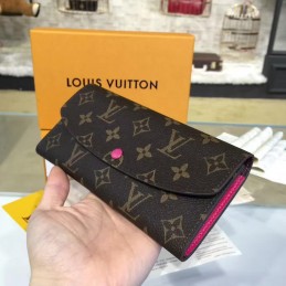 Replica Louis Vuitton Brown Monogram Fuchsia Interior Emilie Wallet