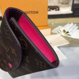 Replica Louis Vuitton Brown Monogram Fuchsia Interior Emilie Wallet
