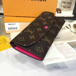 Replica Louis Vuitton Brown Monogram Fuchsia Interior Emilie Wallet