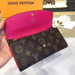 Replica Louis Vuitton Brown Monogram Fuchsia Interior Emilie Wallet