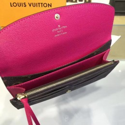 Replica Louis Vuitton Brown Monogram Fuchsia Interior Emilie Wallet