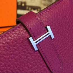 Replica Hermes Burgundy Bearn Compact Wallet Silver H Hardware