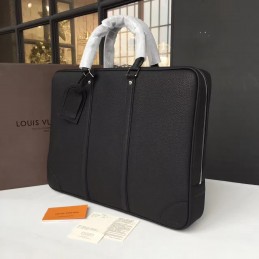 Replica Louis Vuitton Black Leather Porte Documents Voyage