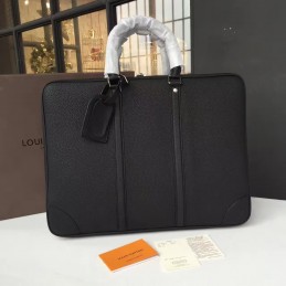 Replica Louis Vuitton Black Leather Porte Documents Voyage