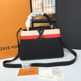 Replica Louis Vuitton Black Red White Stripe Capucines BB