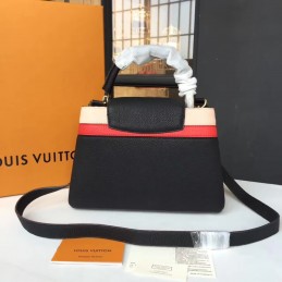 Replica Louis Vuitton Black Red White Stripe Capucines BB