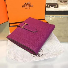 Replica Hermes Burgundy Bearn Compact Wallet Silver H Hardware