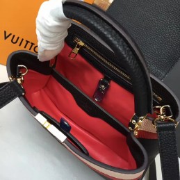 Replica Louis Vuitton Black Red White Stripe Capucines BB
