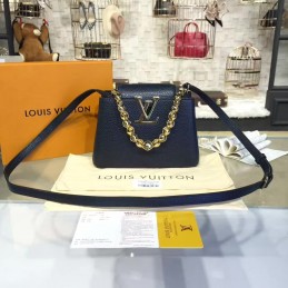 Replica Louis Vuitton Navy Blue Chain Capucines Mini
