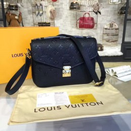 Replica Louis Vuitton Navy Blue Embossed Monogram Metis Pochette