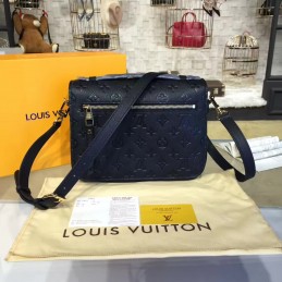Replica Louis Vuitton Navy Blue Embossed Monogram Metis Pochette