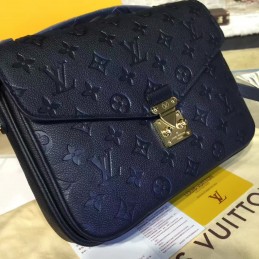 Replica Louis Vuitton Navy Blue Embossed Monogram Metis Pochette