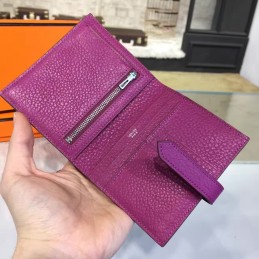 Replica Hermes Burgundy Bearn Compact Wallet Silver H Hardware
