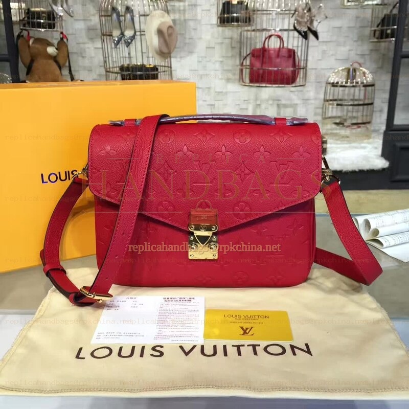 Replica Louis Vuitton Red Embossed Monogram Metis Pochette